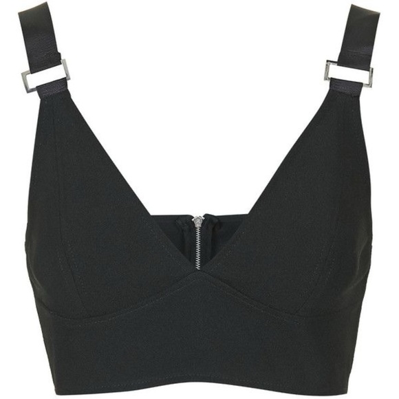 Topshop Tops - Topshop Black Crop Top with Metal Detail Size 8